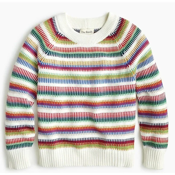 The Reeds | J. Crew Rainbow Knit Striped Crew Neck Sweater - Picture 6 of 12